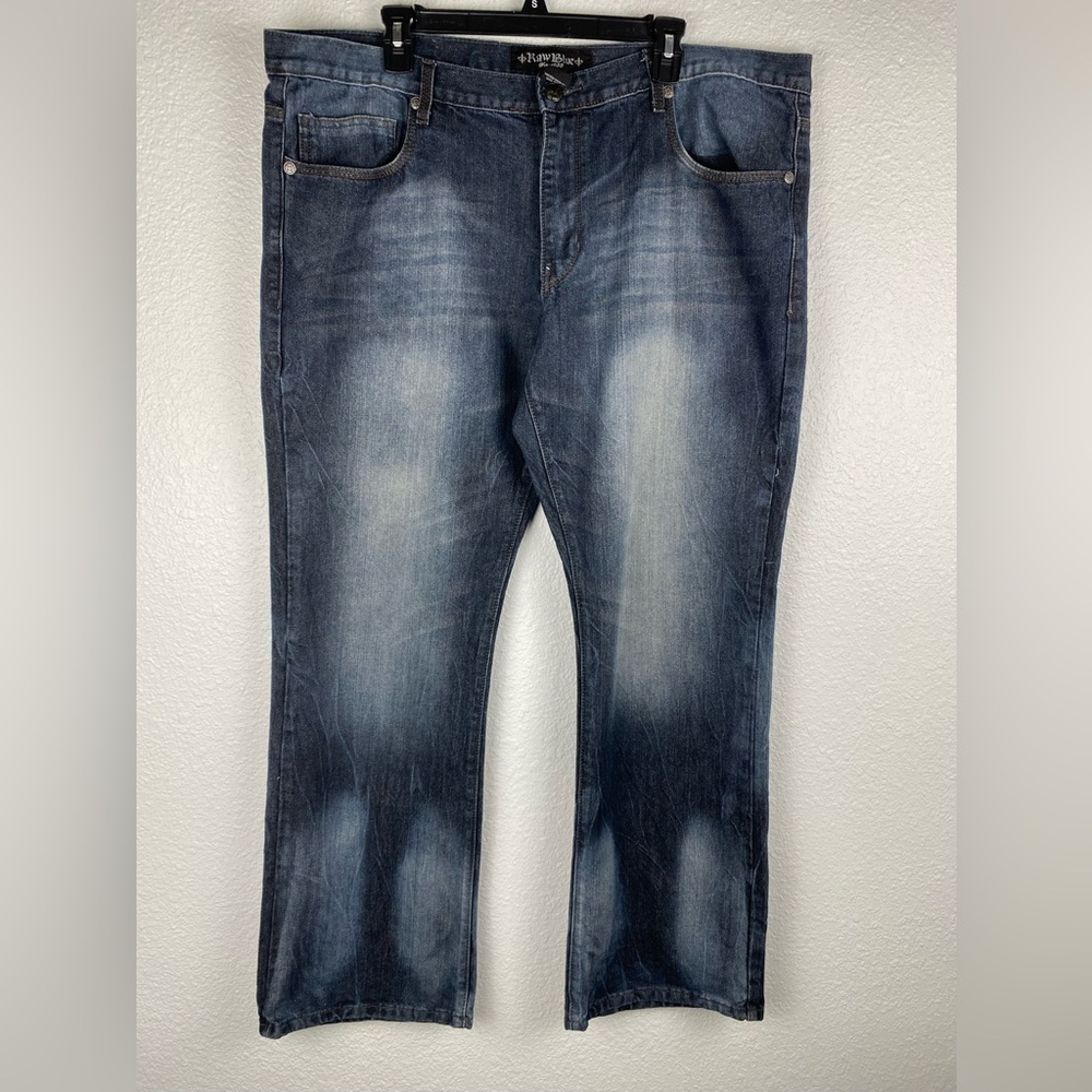 Vintage Raw Blue Jeans Mens 42x33 Wide Leg  denim
